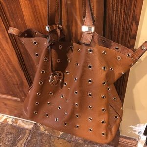 Michael Kors Brown Leather Tote with Rivets